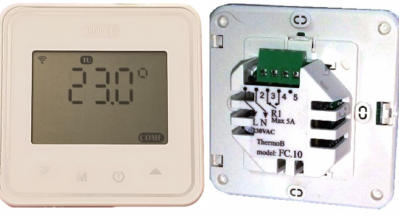 Стаен термостат с WiFi, жичен, за монтаж на стена, ThermoB.FC10/FC11.W за подово, за баня